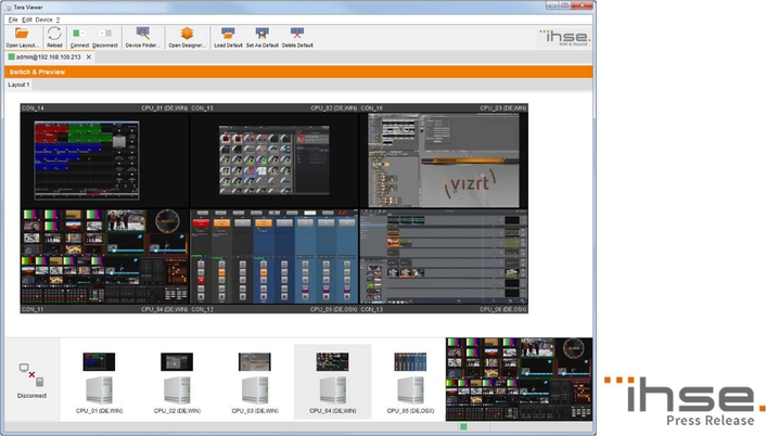 Tera Viewer enables IP-based monitoring and switching of video sources