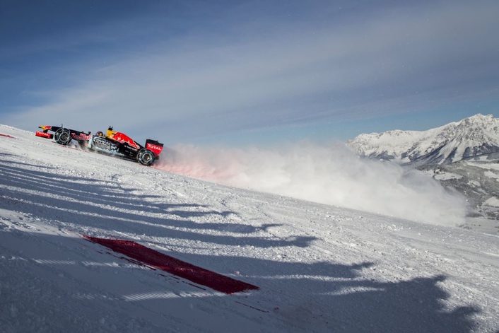 Why stick to the road when you can take your Formula 1 to the ski slopes?