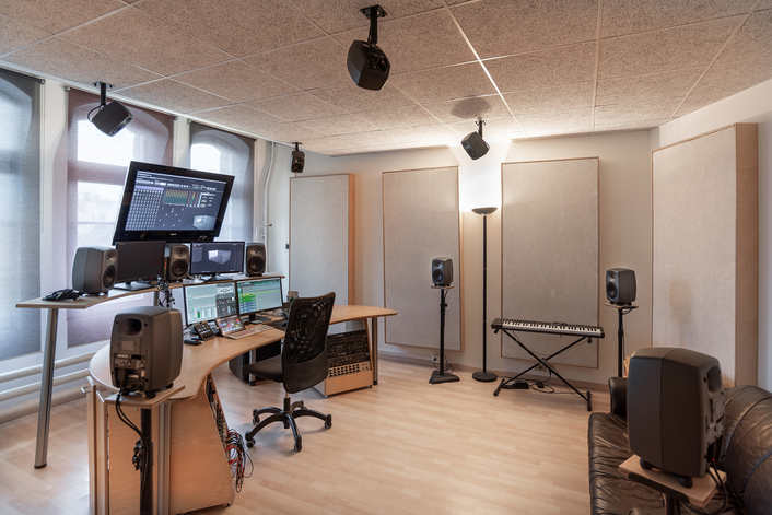 The 7.1.4 Dolby Atmos room at Tonstudio Gress.